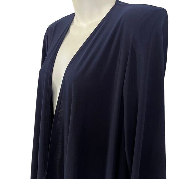 R&M Richards Navy Blue Jersey Knit Knee Length Open Stretch Jacket USA NWT sz 12 - Picture 8 of 16